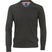 REDMOND Casual Regular Fit Trui V-hals grijs, Effen