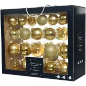 Décoris Kerstbal Glas Licht Goud Glanzend Mat Transparant Box 42 Stuks