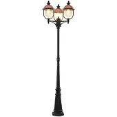 LINDBY buitenlamp Clint, 225cm, 3-lamps, zeewaterbestendig, E27 dimbaar, koper, Aluminium, Vintage