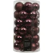 Décoris shatterproof kerstballen maroon polystyreen 37 stuks