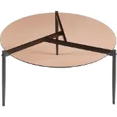En.casa Salontafel 'Ulökantaa', glazen tafel met ronde tafelblad (diameter 80 cm, hoogte 40 cm), metalen frame, rookglas, bruin