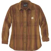Carhartt Blouse Women Twill Plaid Shirt Brown-M