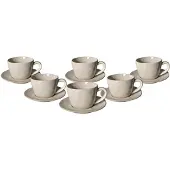 Bricard Albi Koffieset - 12-delig - Lichtgrijs - Koffie Kopjes en Schoteltjes