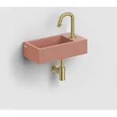 Clou flush 3 fontein met kraangat rechts mat roze keramiek 36 cm