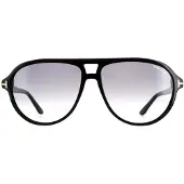 Tom Ford Aviator Mannen Shiny Black Smoke Gradiënt FT0932 Jeffrey