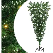 vidaXL Upside-down Kunst Kerstboom met Ballen Set Groen 150 cm PVC