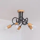 Helam Plafondlamp Oxford, dimbaar, zwart, Woon-/ Eetkamer, metaal, Modern, plafondlamp hout