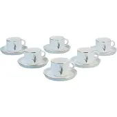 Bricard Lunel Flower Koffieset - 12-delig - Wit/Goud - 200ml - Porselein - Koffiekopjes