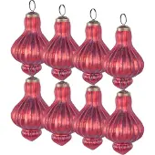 Beliani BRILLANT - Kerstballen set van 8 - Rood - Glas