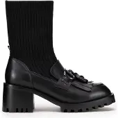 WITTCHEN Dames Leren Chelsea Boots met Gesp Zwart Natuurlijk Leer
