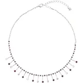 Behave - Zilverkleur ketting met paarse hangers - Avondlook sieraad