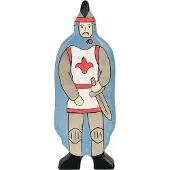 Sonstige Verlage Sprookjes En Ridders - Ridder Blauwe Mantel - 7X2X17Cm - Houten Figuur - Handgemaakt