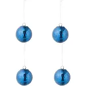 J-Line kerstbal Spiegel - glas - blauw - small - doos van 4