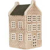 Clayre & Eef Waxinelichthouder Huis 9x10x19 cm Beige Keramiek