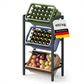 Songmics Flessenrek met krattenhouder, Diepzwart / 3 niveaus