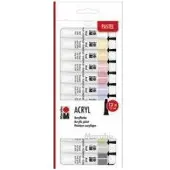 Marabu Acrylverf Pastel - 12 kleuren x 12 ml