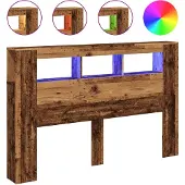 vidaXL Hoofdeinde met LED 160x18,5x103,5 cm bewerkt hout oud hout