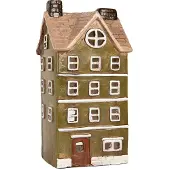 Clayre & Eef Waxinelichthouder Huis 20x17x39 cm Groen Keramiek