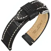 Hirsch Horlogeband Knight Zwart - Leer - 28mm