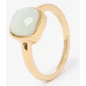Sissy-Boy Gold plated ring met vierkante steen | Maat: 16