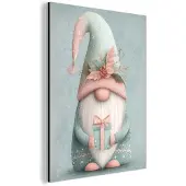 MuchoWow Aluminium schilderij 120x160 cm - Wanddecoratie metaal - Kerstgnome - Cadeau - Groen - Metalen muurdecoratie woonkamer - Decoratie industrieel - Foto op dibond - Industriële accessoires slaapkamer
