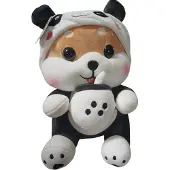 Kawaii Shiba Inu - Knuffel 25 cm - Bubble Thee Zwart