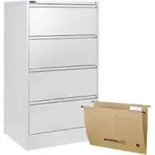 Schäfer Shop Hangmappenkast – metaal – B 780 x D 580 x H 1350 mm – 2 laden + 50 gratis hangmappen – van ons merk