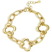 Yehwang Goudkleurige Schakelarmband met Klaverdesign