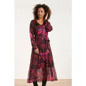 Smashed Lemon 24522 fuchsiapaarse hartjesprint maxi jurk |