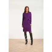 Smashed Lemon 24622 paarse gebreide jurk met ronde hals |