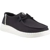 HeyDude Wendy Espadrille Geweven Katoenmix Dames Zwarte Espadrilles