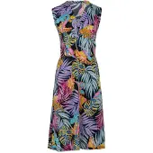 Conquista Mouwloze Empire Line-jurk in Foksia print