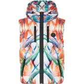 Plein sport Bodywarmer 'Flowers' blauw / oranje / zwart / wit