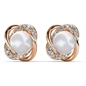 MYC Paris Simply Pearl oorbellen - Roségoud en kristal