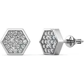 MYC Paris Hexagon oorbellen - zilver en kristal