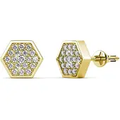 MYC Paris Hexagon oorbellen - goud en kristal