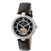 Empress Stella automatisch semi-skelet MOP lederen band horloge