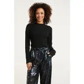 Smashed Lemon 24788 zwarte geribde coltrui met lurex