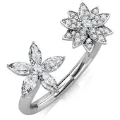 MYC Paris Broederlijke Bloom Ring - Zilver en Kristal
