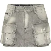 Philipp Plein Denim Cargo Mini Skirt