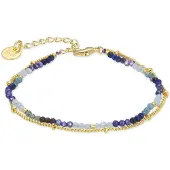 Luxenter Armband, Aiel donkerblauw kristal in 18 karaat geel goud