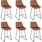 Lina Vegas Barstoel Bruin - Set van 6 - Velvet - Barkrukken