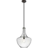 Kichler Glazen hanglamp Everly, dimbaar, brons / oud-messing, Woon-/ Eetkamer, Glas, Design, hanglamp