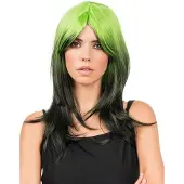 Chaks - Volwassen groene en zwarte tie-dye pruik