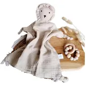 Baby Bello Hydrofiele Knuffel Leeuw Beige – Zachte Babyknuffel van 100% Katoen | Knuffeldoekje & Troostdoek in Eén
