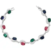 NAEMI Armband saffier / robijnrood / zilver / transparant
