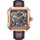 Heritor Automatic Campbell-skeletonhorloge met leren band
