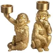Gusta - Waxinelichthouder - Aap - Goud - Set van 2
