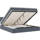vidaXL Ottoman bed met matras en LED's 160x200cm fluweel donkergrijs