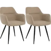 Lina Nova Eetkamerstoel - Beige - Set van 2 - Stof
